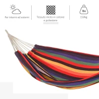 Outsunny hangmat outdoor katoen met draagtas 290 x 150 cm veelkleurig(m-4)