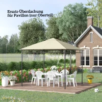 Outsunny Vervangingsdak voor Paviljoen 3x3m waterafstotend Paviljoendak met 8 Waterafvoergaten Crèmewit(m-8)