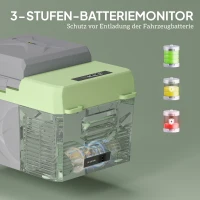 Outsunny 12 liter compressor koelbox elektrische koelbox met aansluiting koelhoudfunctie Grijs+Groen(m-6)