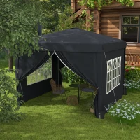 Outsunny Gazebo 3x3 ad Altezza Regolabile con Fori di Drenaggio e Borsa da Trasporto, in Metallo, Grigio(m-9)