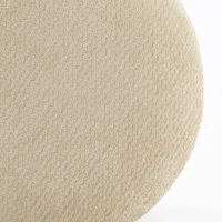 HOMCOM Pouf coffre rangement, tabouret rond en chenille, pouf repose-pieds avec base en métal effet bois, beige(m-11)