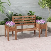 Outsunny Gartenbank Sitzbank, inkl. Pflanzkästen, Holz, 184 cm x 59 cm x 95 cm, Braun(m-10)