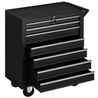 DURHAND Carro de Herramientas con 7 Cajones Cerradura Asa 2 Ruedas con Freno de Bloqueo para Garaje Hogar Negro(m-1)