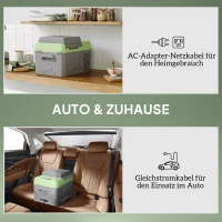 Outsunny 12 liter compressor koelbox elektrische koelbox met aansluiting koelhoudfunctie Grijs+Groen(m-5)