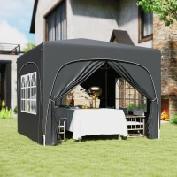 Outsunny 3 x 3m Pop-Up Gazebo Shelter, with Accessories - Black(m-10)