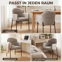 HOMCOM Sessel Wohnzimmer Loungesessel mit Chenille-Optik, Armlehnen, Metallbeinen für Schlafzimmer, Hellbraun(m-6)