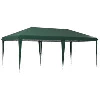 Outsunny Cenador de Jardín 6x3 m Gazebo con Altura Ajustable en 3 Niveles Bolsa de Transporte Marco de Acero Anti-UV Verde(m-1)