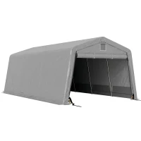 Outsunny Cort pentru Mașini și Petreceri cu 2 Ferestre Laterale, din Oțel Zincat și PE, 618x265/330x240 cm, Gri Deschis(m-1)