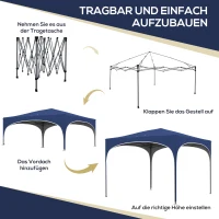 Outsunny Opvouwbare paviljoen, verstelbaar in hoogte, metalen steunen, stevig zeildoek, inclusief draagtas, 2,95 x 2,95 x 2,55m, Donkerblauw(m-4)