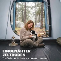 Outsunny Campingzelt für 3 Personen, separate Wohn- & Schlafräume, 460L x 260B x 190H cm, Blau(m-6)
