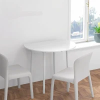 HOMCOM Table de salle à manger pliante 2 abattants, table ronde extensible pour 4 personnes, pieds en bois Ø 89 x 73,5 cm, blanc(m-2)