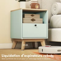 HOMCOM Lot de 2 tables de chevet, tables de nuit avec tiroir et compartiment ouvert, 40 x 40 x 55 cm, chêne et vert clair(m-6)