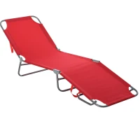 Outsunny Lettino Prendisole Pieghevole con Schienale Reclinabile su 5 Livelli, 187x55x24cm, Rosso(m-1)