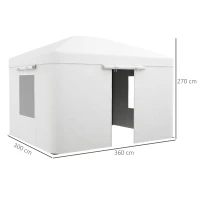 Outsunny Vervangend dak voor paviljoen, vervangende luifel, weerbestendig, 360 x 300 x 270 cm, wit(m-3)