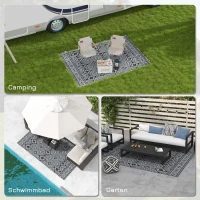 Outsunny Outdoor wendbaar tapijt, waterbestendig, geometrisch, 182x274cm, Zwart/Grijs(m-5)