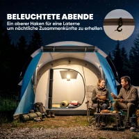 Outsunny Campingzelt für 3 Personen, separate Wohn- & Schlafräume, 460L x 260B x 190H cm, Blau(m-5)