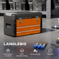 HOMCOM Gereedschapskist ongevuld, 49,7 x 25,3 x 28,9 cm gereedschapskist met lade, mini-box van staal, Oranje(m-5)
