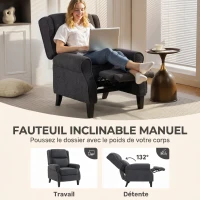 HOMCOM Fauteuil relax inclinable en polaire Teddy, fauteuil de relaxation avec repose-pieds extensible, assise rembourrée, gris(m-4)