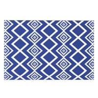 Outsunny Plastic Straw Reversible RV Outdoor Rug with Carry Bag, 182 x 274cm, Blue and White