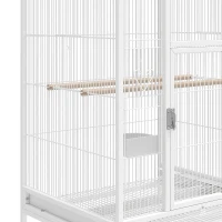PawHut Bird Cage Detachable with Rolling Stand Parrot Cage with Storage Shelf White(m-11)
