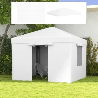 Outsunny Copertura per Gazebo 3x3 m in PE Impermeabile con Porte a Cerniera e Finestre, Bianco(m-9)
