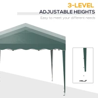 Outsunny 3 x 3cm Adjustable Height Pop-Up Gazebo, with Bag - Green(m-15)
