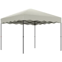 Outsunny 3 x 3 m Pop-up-Pavillon, Höhenverstellbares Gartenzelt, mit Rolltasche, für Garten, Terrasse, Metall, Stoff, Cremeweiß(m-1)