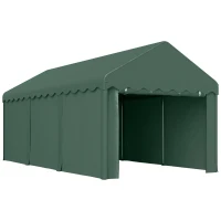 Outsunny Garaje Exterior para Coche 6x3 m Impermeable Anti-UV con Paredes Laterales Desmontables y 2 Puertas con Cremallera Verde(m-1)