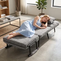 HOMCOM Sillón cama, sillón individual de chenilla plegable 3 en 1 con respaldo Click-Clack, Gris(m-6)