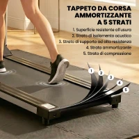 HOMCOM Tapis Roulant Elettrico Pieghevole, Tapis Roulant Elettrico Portatile 1.25HP con Schermo LCD, Velocità 1-10 km/h, Ruote, Allenamento per Casa, Ufficio, Palestra, Nero e Grigio(m-5)