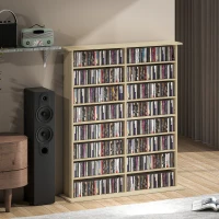 HOMCOM Mobile Libreria porta CD a 16 Ripiani dal Design Moderno in Legno, 106.5x24x126.3 cm, Naturale(m-9)