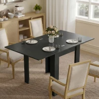 HOMCOM Table à Manger Extensible pour 4-6 Personnes en Bois et Acciaio, 140x80x77.5 cm, Noir(m-6)