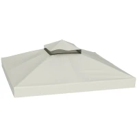 Outsunny Copertura per Gazebo da Giardino 3x3m UPF30+ a 2 Livelli in Poliestere Grigio Chiaro(m-1)