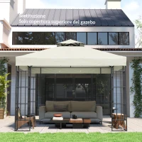 Outsunny Copertura per Gazebo da Giardino 3x3m UPF30+ a 2 Livelli in Poliestere Grigio Chiaro(m-7)
