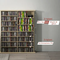 HOMCOM Mobile Libreria porta CD a 16 Ripiani dal Design Moderno in Legno, 106.5x24x126.3 cm, Naturale(m-8)