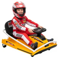 AIYAPLAY 24V Electric Go Kart for Kids with Drift Mode, 300W Brushless Motor, Soft Start and Dual Speed for Ages 6-10, Yellow(m-14)
