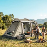 Outsunny Aufblasbares Zelt 2-4 Personen Schneller Aufbau Outdoor Zelt für Camping mit Luftpumpe Mesh Fenster Heringen Vordach(m-10)