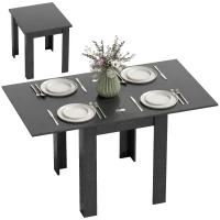 HOMCOM Table à Manger Extensible pour 4-6 Personnes en Bois et Acciaio, 140x80x77.5 cm, Noir(m-7)