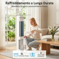 HOMCOM Raffrescatore d'Aria Evaporativo, 3L Serbatoio, 48° Oscillazione, 3 Velocità e Modalità, Bianco(m-5)