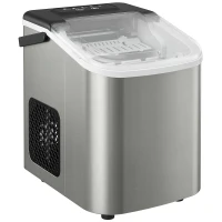 HOMCOM Macchina Ghiaccio 12kg in 24 Ore, 9 Cubetti in 7-10 Minuti di 2 Dimensioni, con Sistema Autopulente, Argento(m-1)