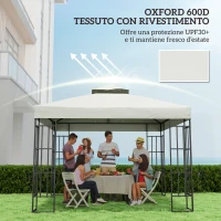 Outsunny Copertura per Gazebo da Giardino 3x3m UPF30+ a 2 Livelli in Poliestere Grigio Chiaro(m-5)