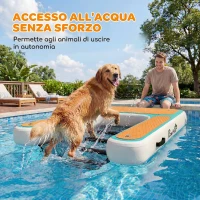 PawHut Rampa Gonfiabile per Cani con Struttura Antiscivolo in Plastica EVA e Rete, 151x102x15 cm, Arancione(m-4)