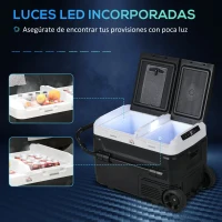 HOMCOM Nevera Portátil 40L con Doble Zona Refrigerador de Coche -20℃-20℃ 12/24V DC y 100-240V AC 80x47,5x46,6cm Negro(m-6)