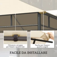Outsunny Tetto di Ricambio per Gazebo 3x3m in Poliestere con Prese d'Aria e Fori di Drenaggio, Crema(m-5)