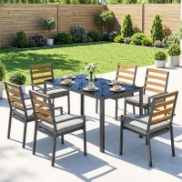 Outsunny Set da Pranzo da Giardino 7 Pezzi, Tavolo e Sedie per 6 Persone, Nero(m-10)