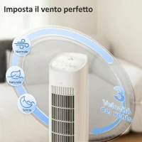 HOMCOM Raffrescatore d'Aria 3-in-1, Torre, Serbatoio 3 Litri, Portatile, Bianco.(m-6)