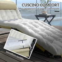 Outsunny Lettino da Giardino Pieghevole e Reclinabile con Tasca Laterale, 68x189x30 cm, Beige(m-7)