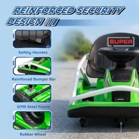 AIYAPLAY 24V Electric Go Kart for Kids with Drift Mode, 300W Brushless Motor, Soft Start and Dual Speed for Ages 6-10, Green(m-8)