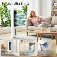HOMCOM Raffrescatore d'Aria Evaporativo, 3L Serbatoio, 48° Oscillazione, 3 Velocità e Modalità, Bianco(m-4)
