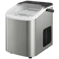 HOMCOM Macchina Ghiaccio 12kg in 24 Ore, 9 Cubetti in 7-10 Minuti di 2 Dimensioni, con Sistema Autopulente, Argento(m-11)